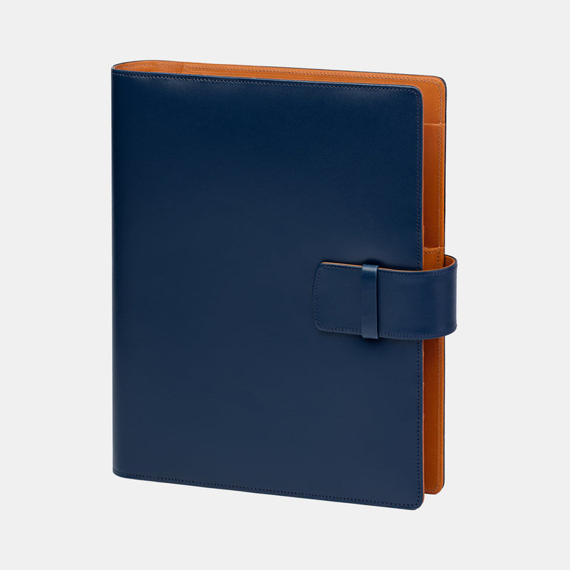 Leather Manager A5 Agenda in Navy and Cognac