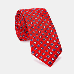 Silk Patterned Tie in Red-ANTORINI®