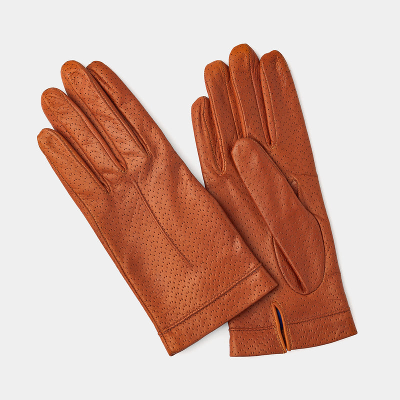 Women's Silk Lined Leather Gloves in Nuts Brown – ANTORINI®