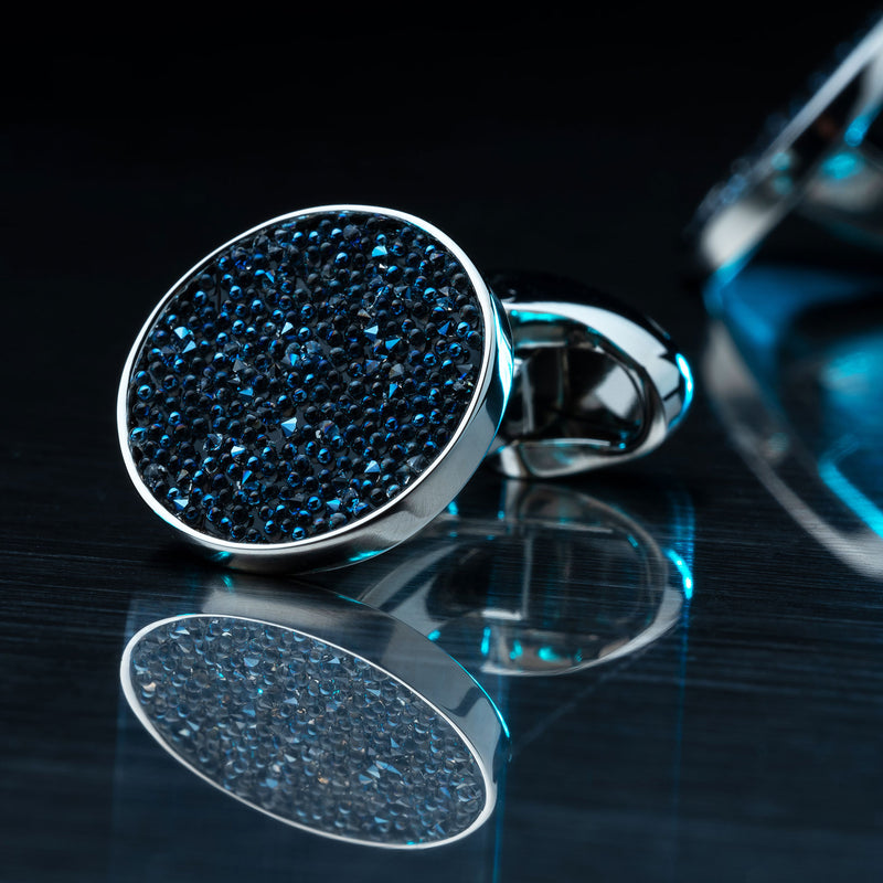 Blue Swarovski Crystal Cufflinks