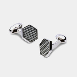 Hexagon Men's Cufflinks, Carbon Fiber, Grey-ANTORINI®