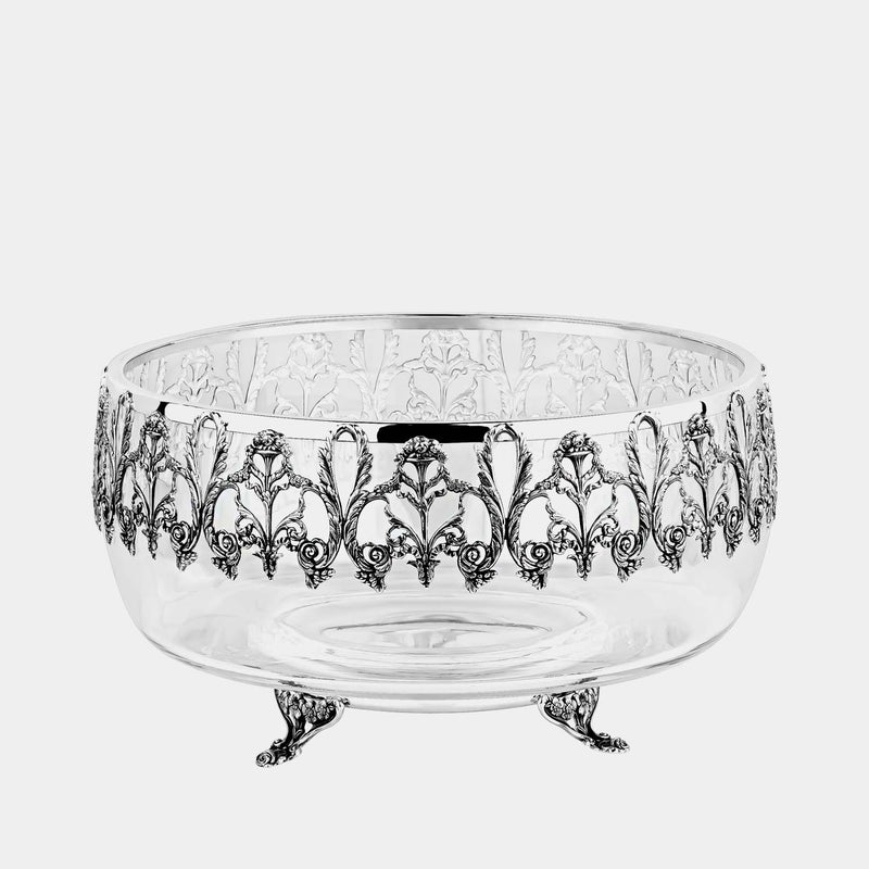 Decorative Fruit Bowl, Glass, Silver-plated-ANTORINI®