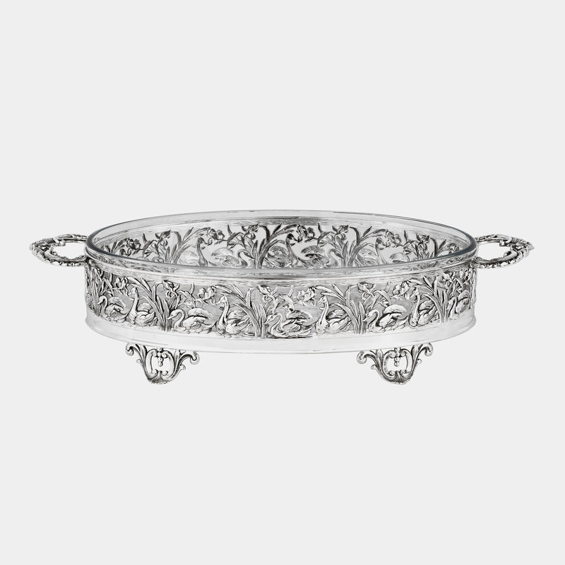 Copy of Glass Fruit Bowl with Silver Plated Swans Decoration-ANTORINI®