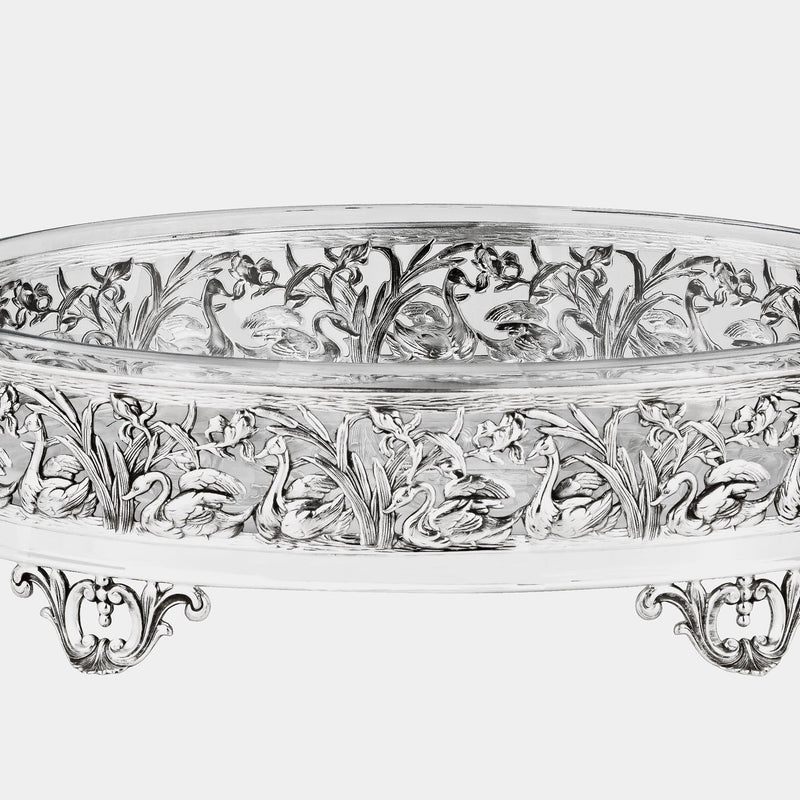 Copy of Glass Fruit Bowl with Silver Plated Swans Decoration-ANTORINI®