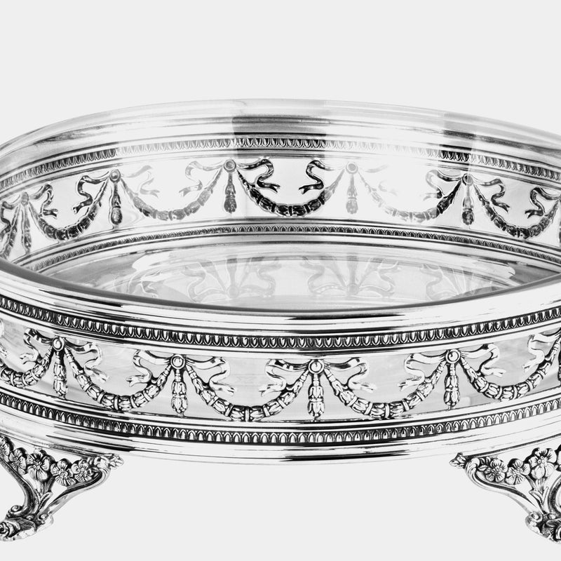 Glass Fruit Bowl Majestic with Silver Plated Decoration-ANTORINI®