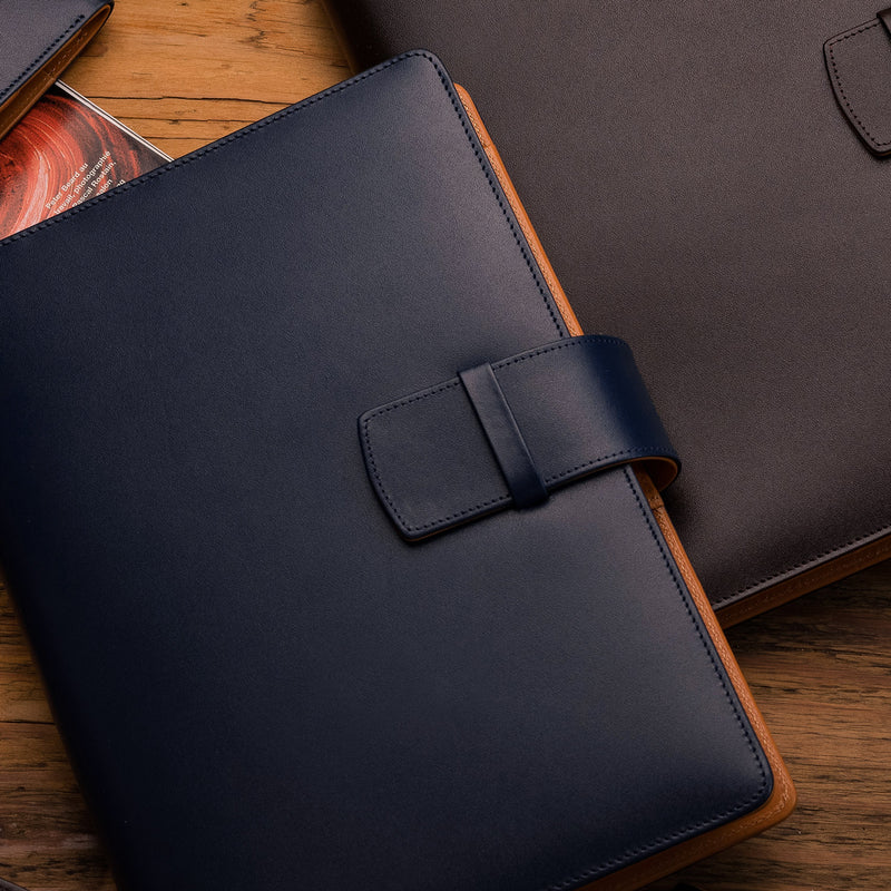 Leather Manager A5 Agenda in Navy and Cognac-ANTORINI®