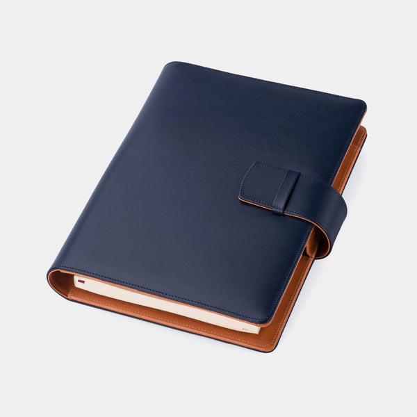 Multifunctional Leather A5 Journal/Diary and Note Pad in Navy Blue & Cognac-ANTORINI®