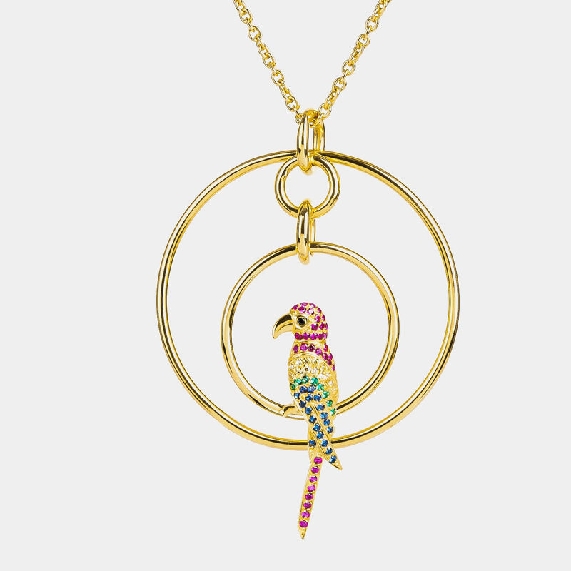 Silver Necklace with Parrot, Silver 925/1000, 19,8 g, Gold-plated-ANTORINI®