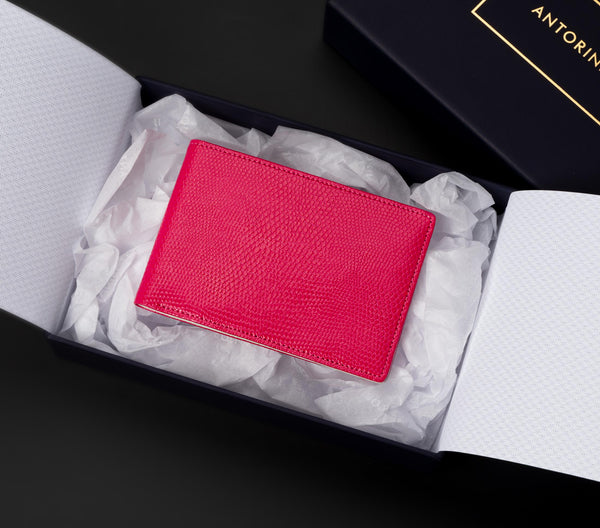Ladies Pocket Notepad in Pink Lizard and Ivory – ANTORINI®