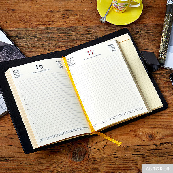 Multifunctional Leather A5 Journal/Diary and Note Pad in Black Terre-ANTORINI®