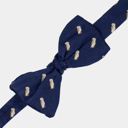 Silk Bow Tie with Owls in Blue-ANTORINI®