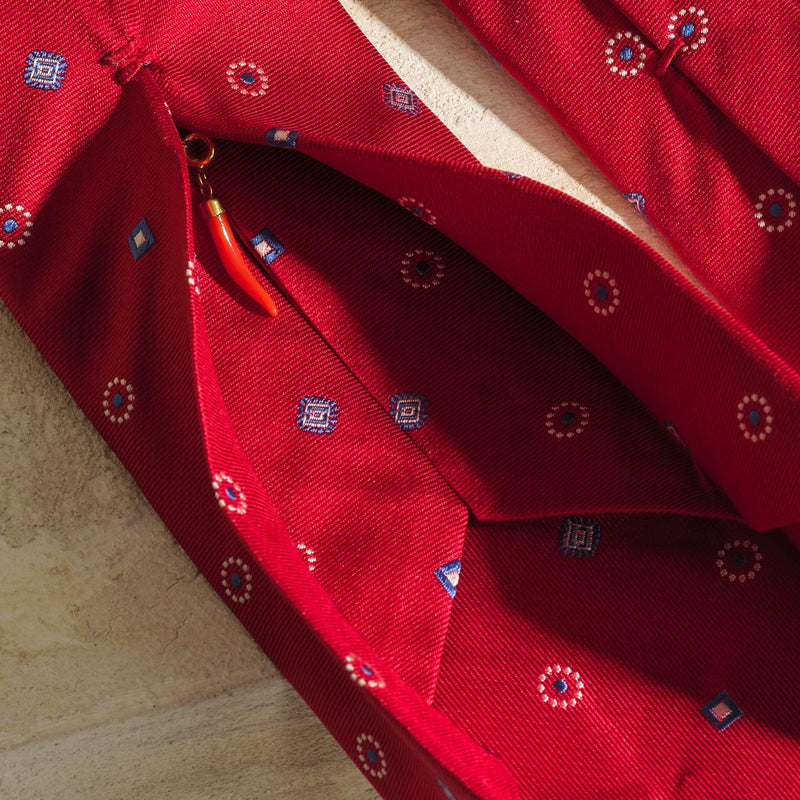 Men's Tie in Red with Lucky Coral Charm-ANTORINI®