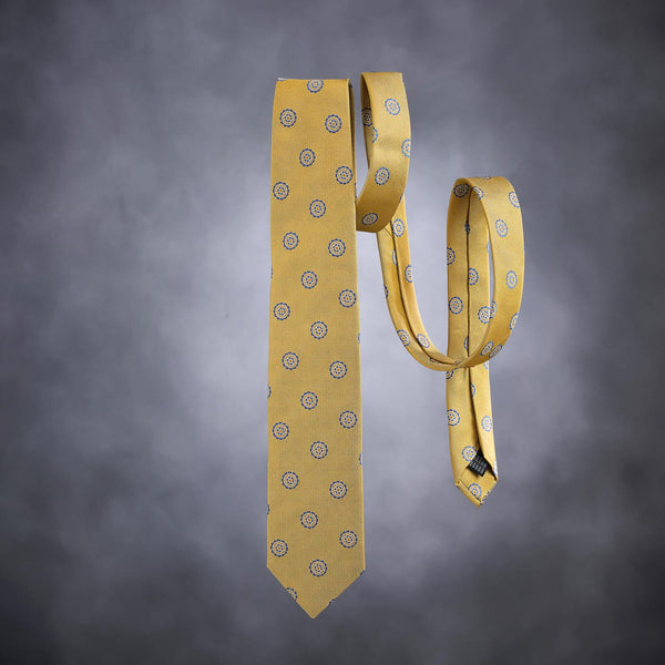 Men's Tie in Gold-Olive with Lucky Coral Charm-ANTORINI®