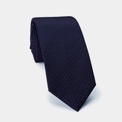 Silk Pocket Tie in Navy with Red Dots-ANTORINI®