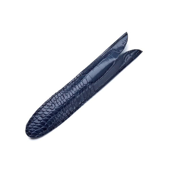 Leather Pen Case in Blue Croc-ANTORINI®