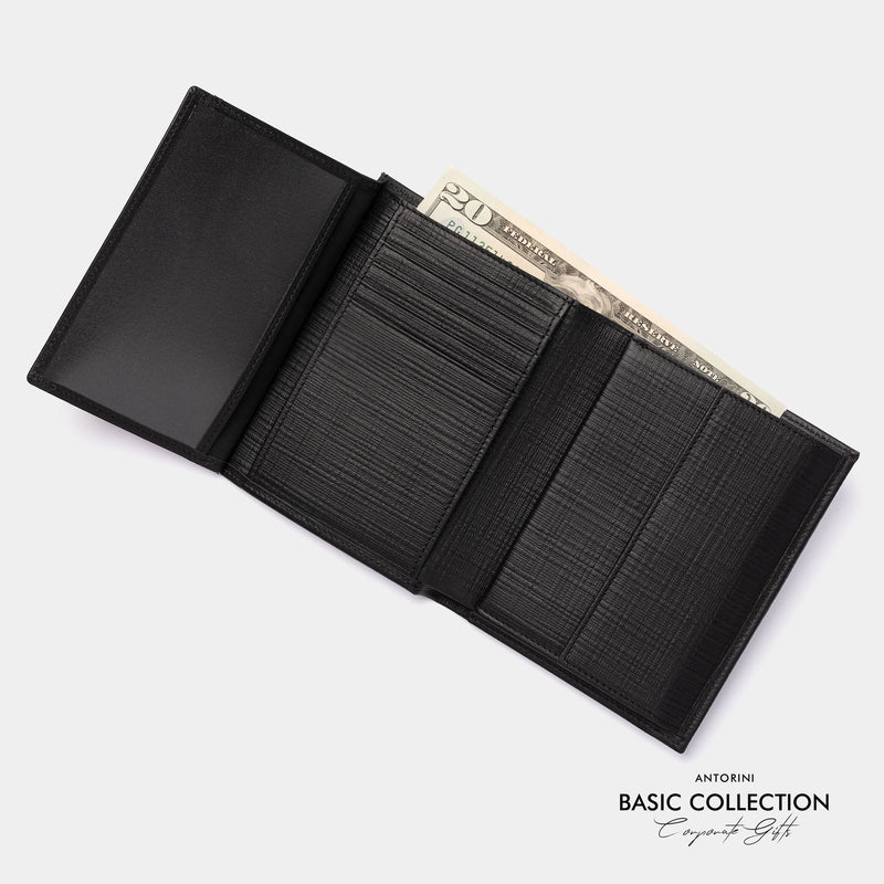Large Leather Trifold Wallet in Black - Corporate Collection-ANTORINI®