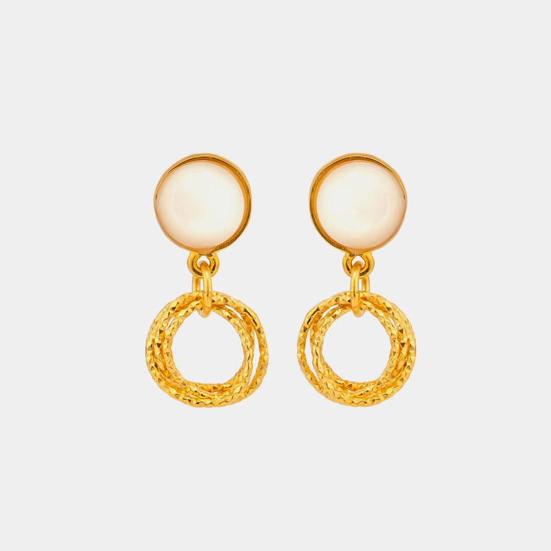 Silver Earrings With Pearl, Silver 925/1000, 3,2 g, gold-plated-ANTORINI®
