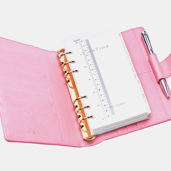 Leather Manager A6 Agenda in Pink Saffiano