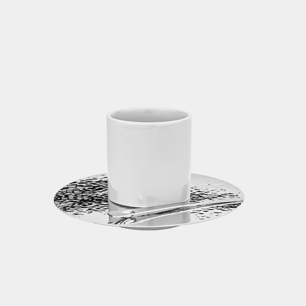 Porcelain Coffee Cup with silver-plated saucer-ANTORINI®