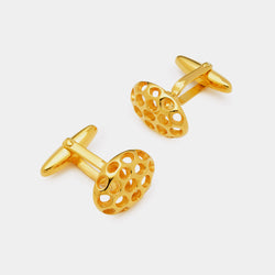Men's Perforated Gold-Plated Silver Cufflinks, Silver 925/1000, 4,5 g-ANTORINI®