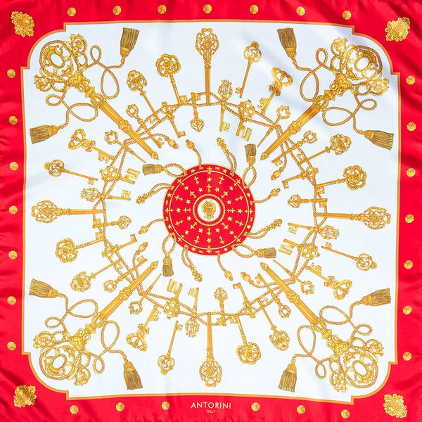 Golden Key Silk Scarf in Red-ANTORINI®