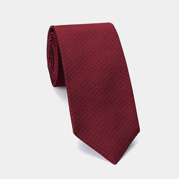 Silk Lucky Tie in Burgundy with Dots and Coral Charm-ANTORINI®