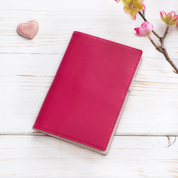 Leather A6 Diary in Fuchsia with Floral Interior-ANTORINI®