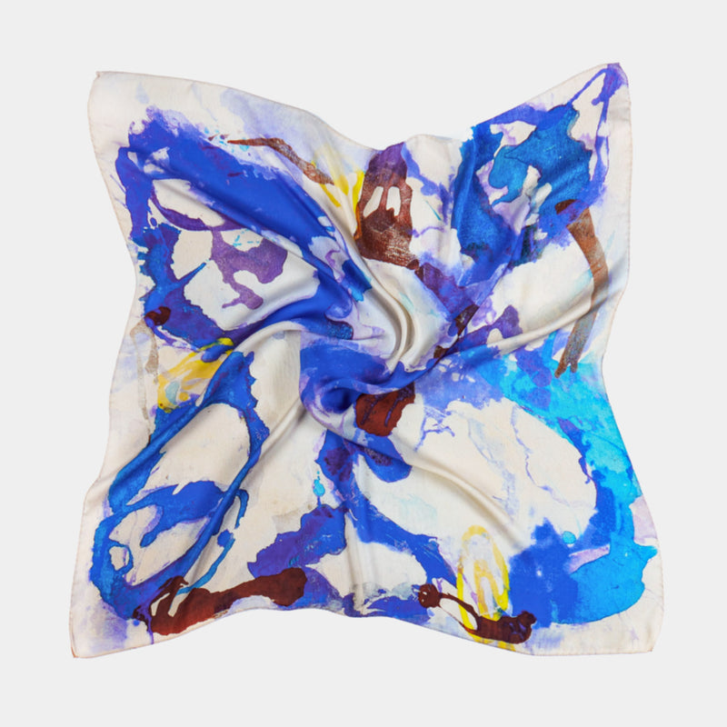 Silk Scarf in Blue and Purple, 90 cm-ANTORINI®