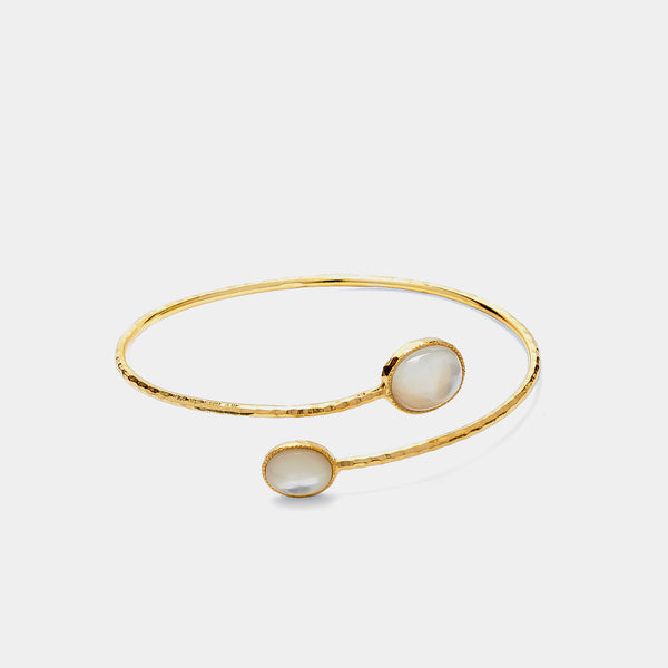 Silver Cuff Bracelet With Pearls, Silver 925/1000, 7,5 g, gold-plated-ANTORINI®