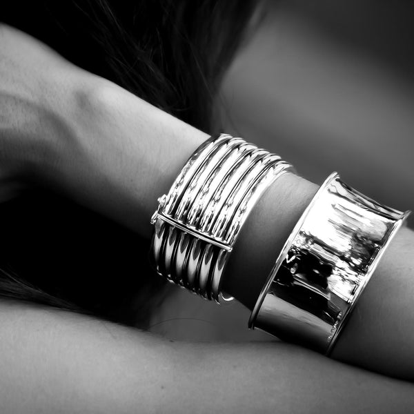 Silver Cuff Bracelet Circles, Silver 925/1000, 88 g-ANTORINI®