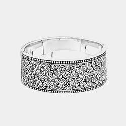Silver Cuff Bracelet With Ornaments, Silver 925/1000, 61 g-ANTORINI®