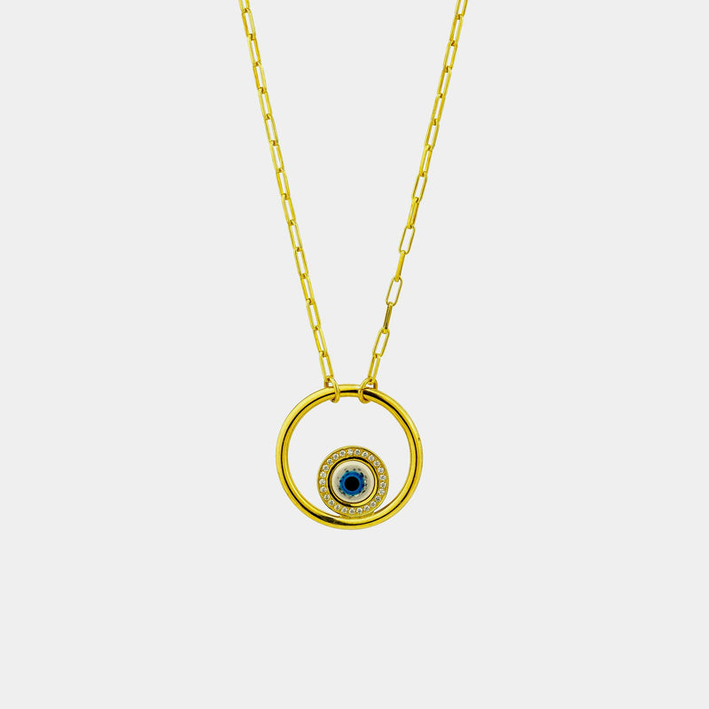 Silver Necklace Blue Eye / Nazar, Silver 925/1000, 10 g, Gold-plated-ANTORINI®