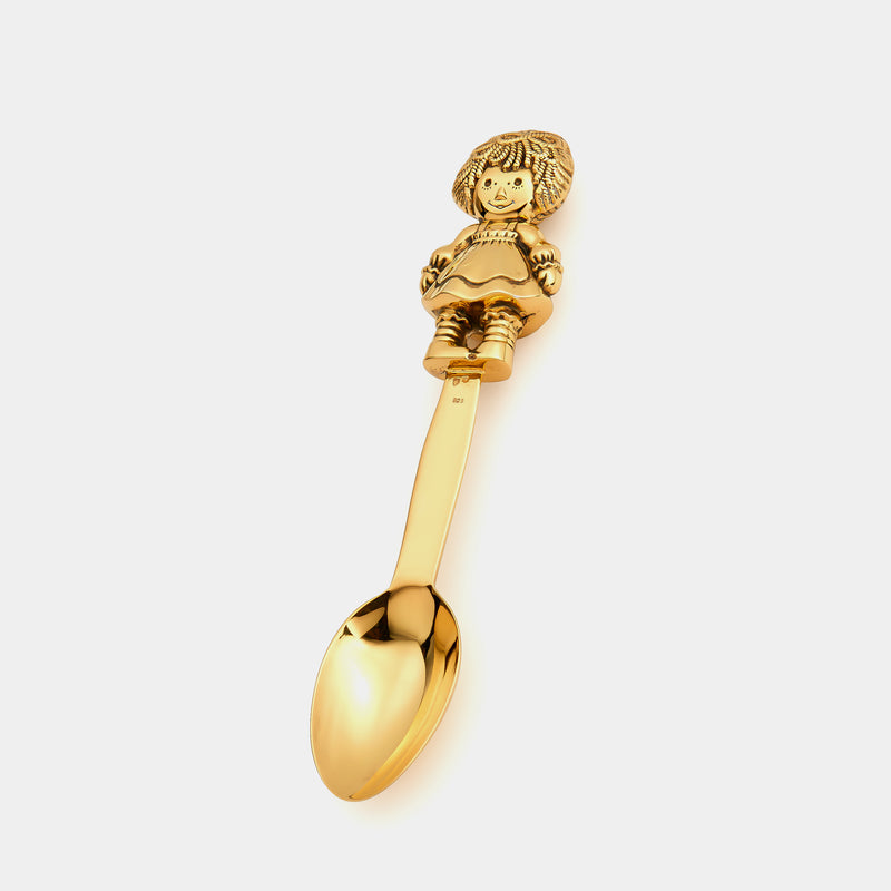 Silver Baby Spoon, Girl, sterling silver 925/1000, 35 g, Gold Plated-ANTORINI®