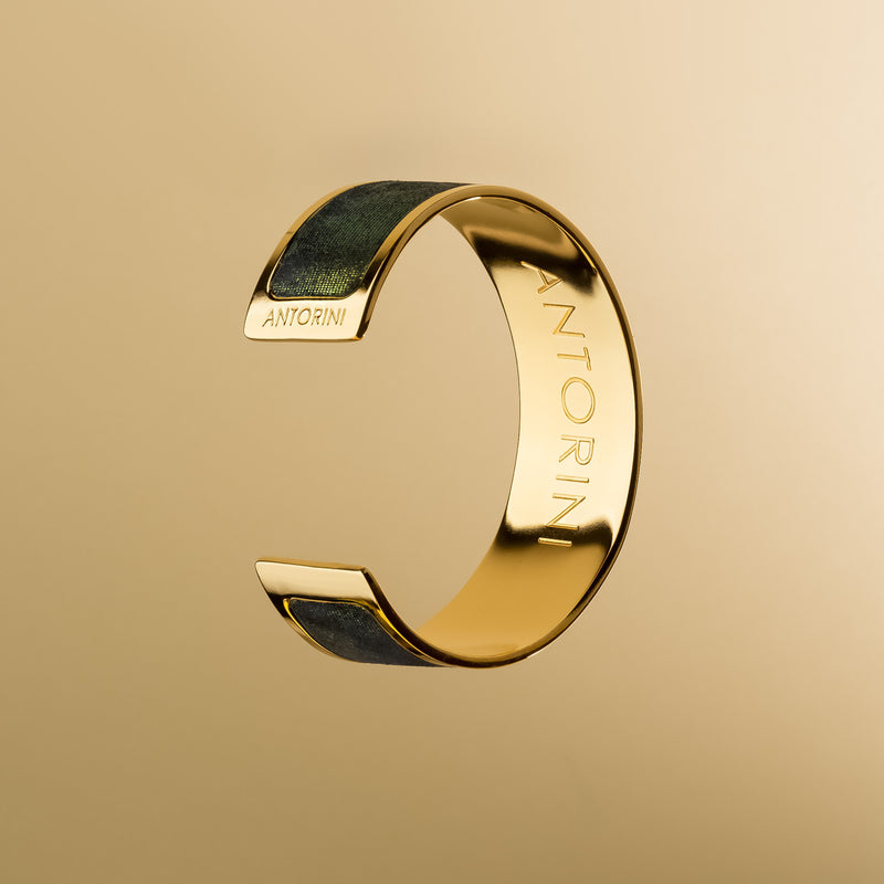 Cuff Bracelet, Emerald, Gold-plated-ANTORINI®