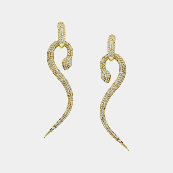Silver Earrings Snake, Silver 925/1000, 10,9 g, gold-plated-ANTORINI®