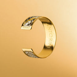 Women's Cuff Bracelet, Gold-plated, Snakeskin, Brown-ANTORINI®