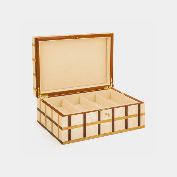 Black, Ivory & Gold Wooden Wedding Card Box Trunk, Vintage
