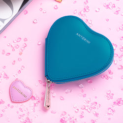 ANTORINI Heart Coin Purse in Turquoise