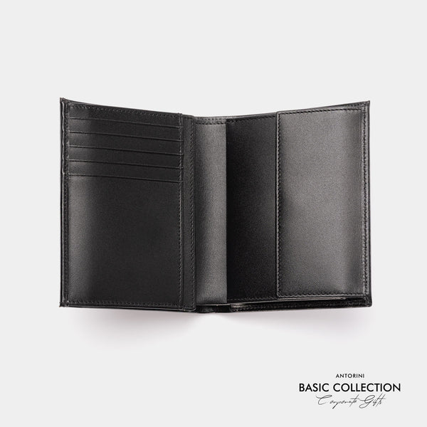 Large Leather Trifold Wallet in Satin Black - Corporate Collection-ANTORINI®