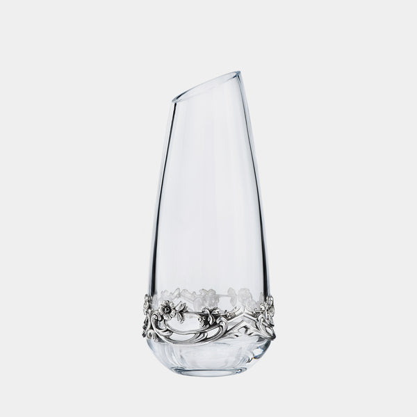 Small Glass Vase Elisabeth, With Silver Plated Flowers-ANTORINI®