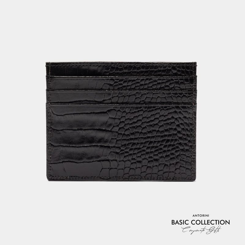 Slim Credit & Business Card Holder in Black Croco - Corporate Collection-ANTORINI®
