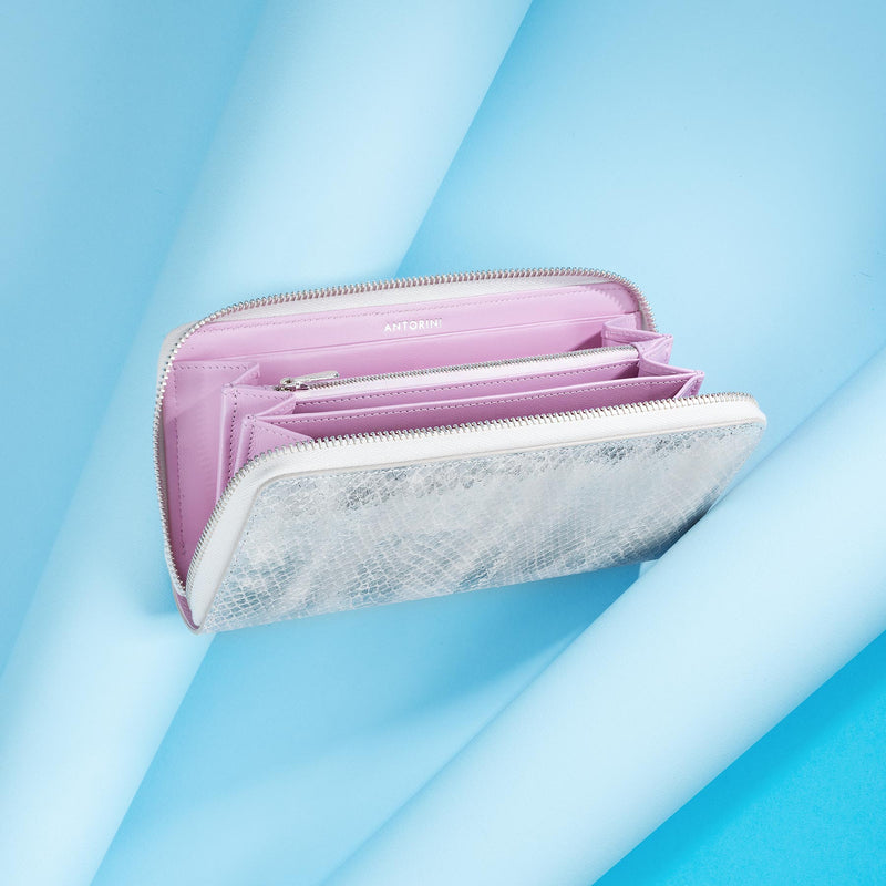 Continental Clutch Zip Wallet ANTORINI Couture in Silver & Lila