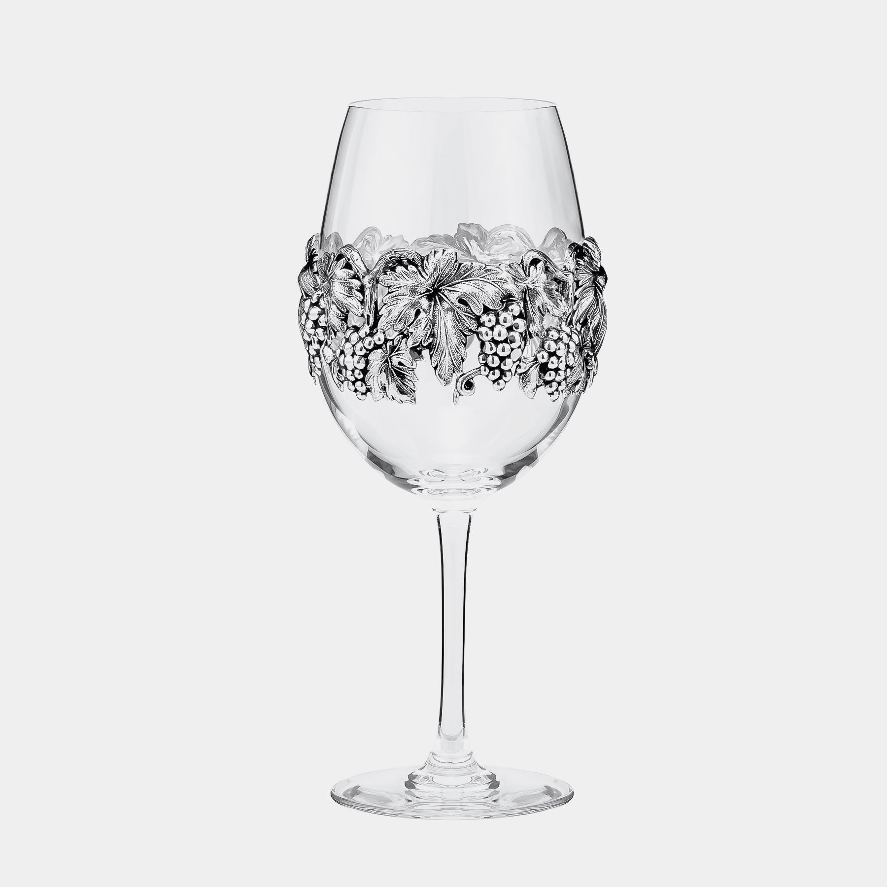 Crystal Wine Glasses Decorated With Silver plated Leaves and Grapes ANTORINI®