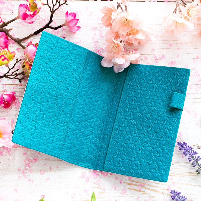 Slim Leather Diary in White and Turquoise-ANTORINI®