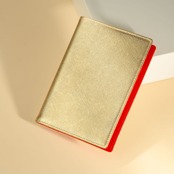 Pocket Diary or Refillable Notebook, A7, Gold Saffiano-ANTORINI®
